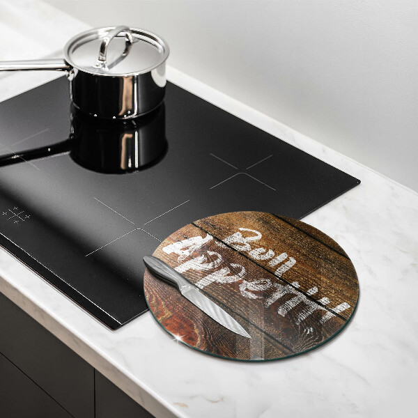 Chopping board glass Boards inscription Bon Appetit