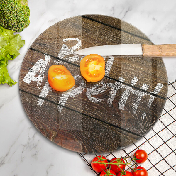 Chopping board glass Boards inscription Bon Appetit