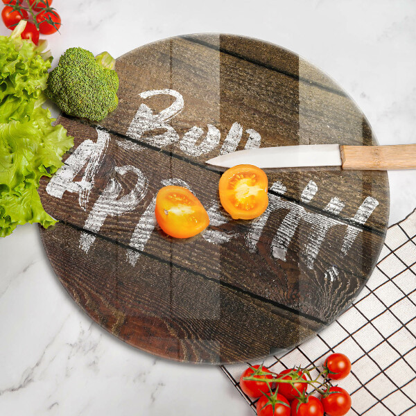 Chopping board glass Boards inscription Bon Appetit