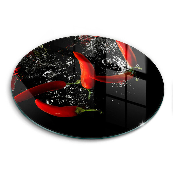 Glass worktop protector Chili peppers in water