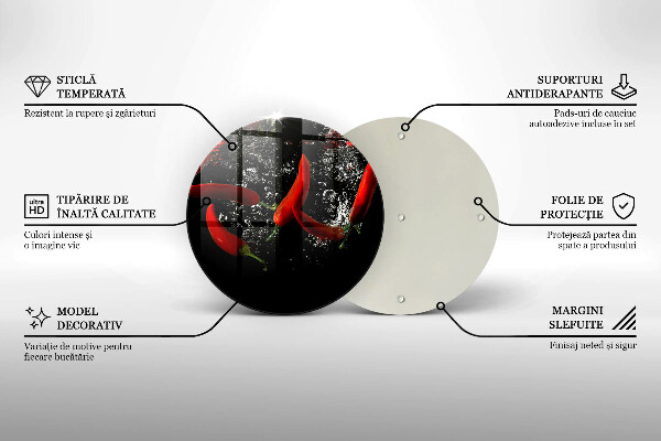 Glass worktop protector Chili peppers in water