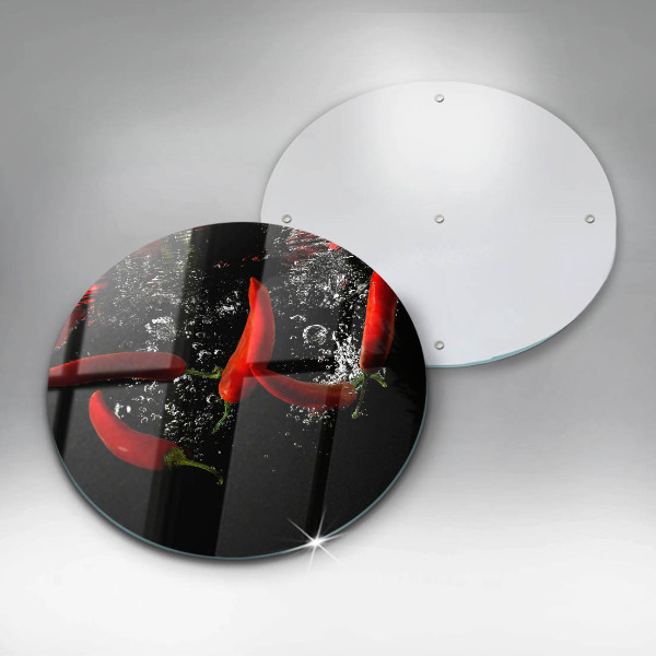 Glass worktop protector Chili peppers in water