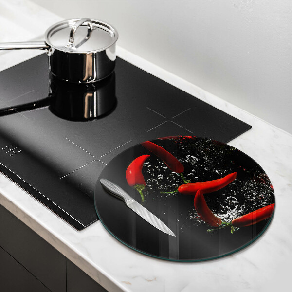 Glass worktop protector Chili peppers in water