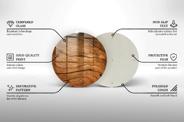 Glass worktop protector Wood board texture