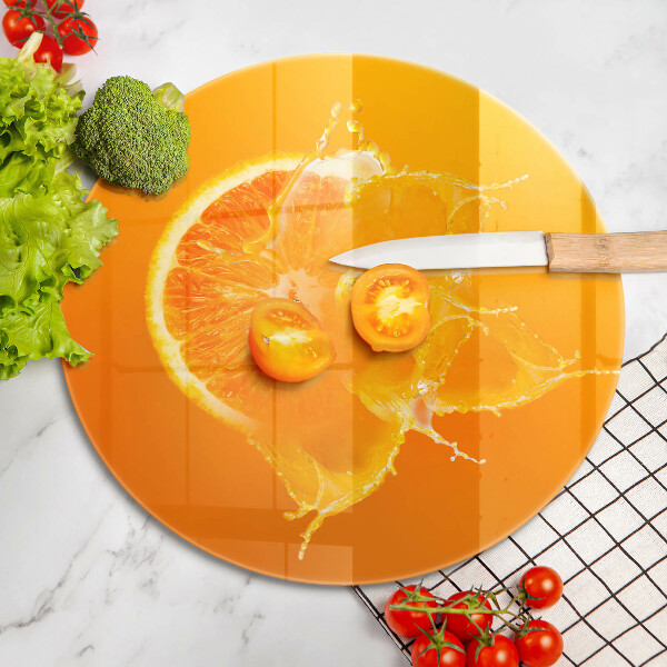 Chopping board glass Juicy fruit of orange