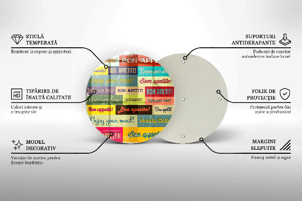 Chopping board glass Enjoy your meal transcriptions