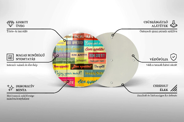 Chopping board glass Enjoy your meal transcriptions