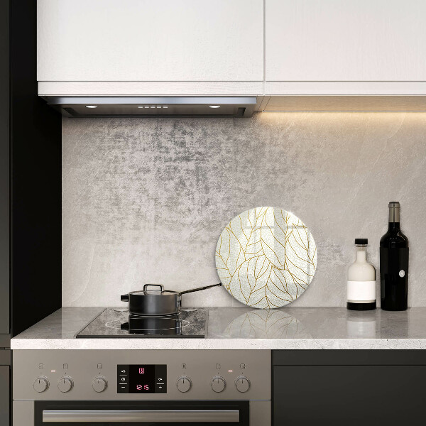 Glass worktop saver Line-art leaves pattern