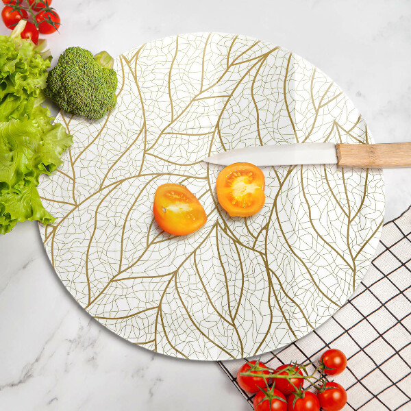 Glass worktop saver Line-art leaves pattern