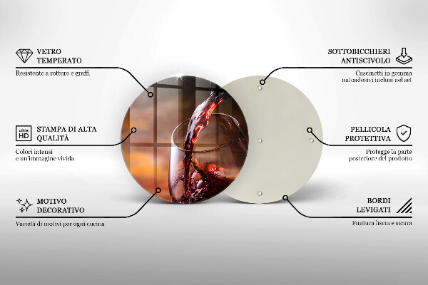 Chopping board glass Red wine and glass