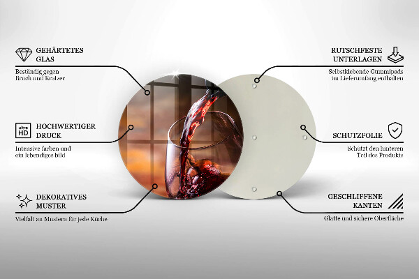 Chopping board glass Red wine and glass