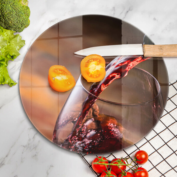 Chopping board glass Red wine and glass