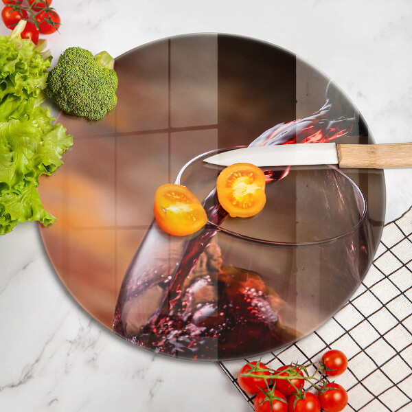 Chopping board glass Red wine and glass