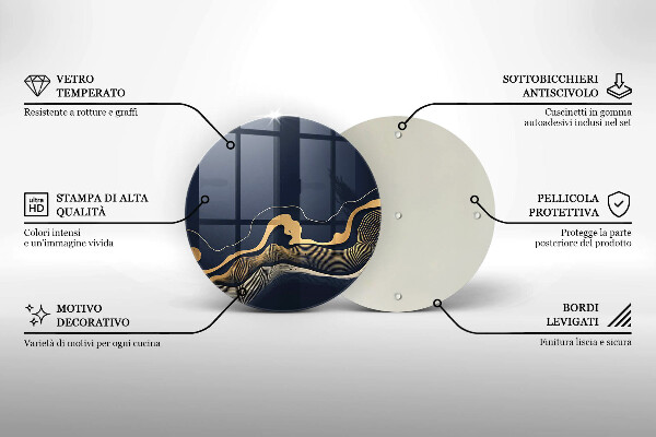 Glass worktop saver Abstraction golden lines