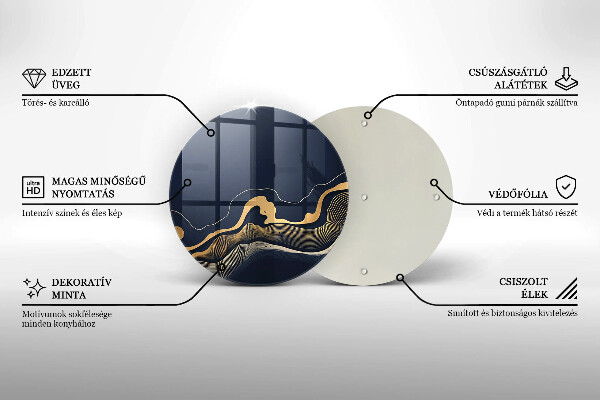 Glass worktop saver Abstraction golden lines