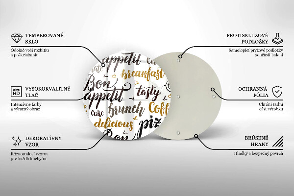 Chopping board glass Text Bon Appetit