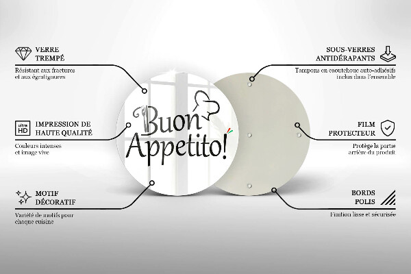 Chopping board glass The inscription Buon Appetito!