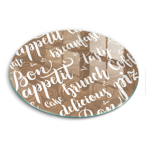 Chopping board glass Text Bon Appetit