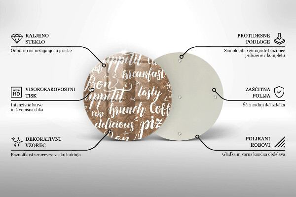 Chopping board glass Text Bon Appetit