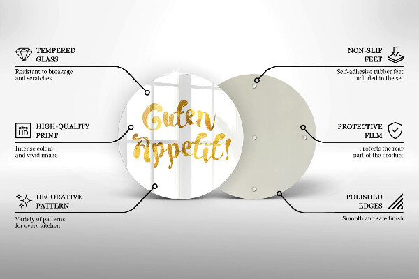 Chopping board glass The inscription GUTEN APPETIT!