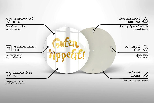 Chopping board glass The inscription GUTEN APPETIT!