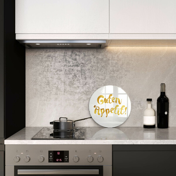 Chopping board glass The inscription GUTEN APPETIT!