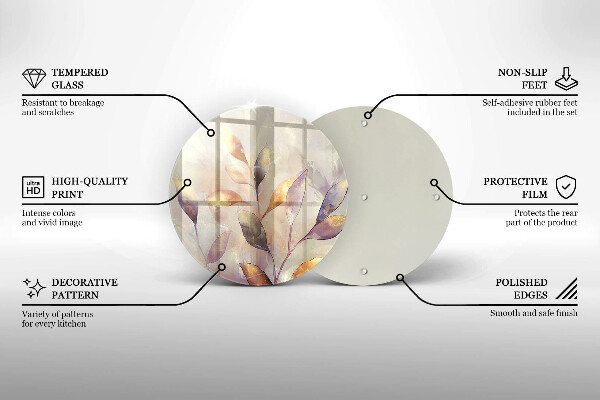 Kitchen worktop protector Painted boho leaves