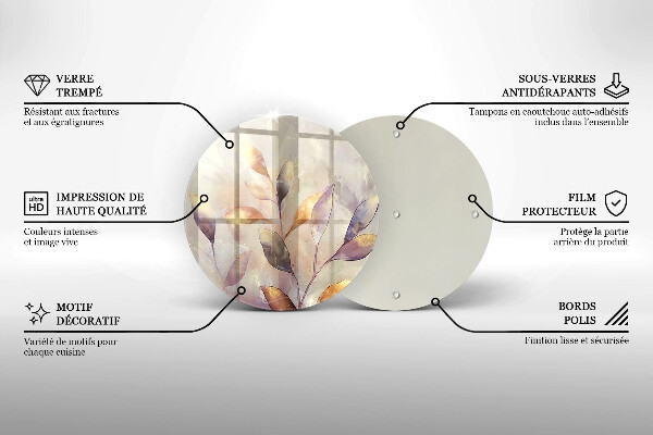 Kitchen worktop protector Painted boho leaves