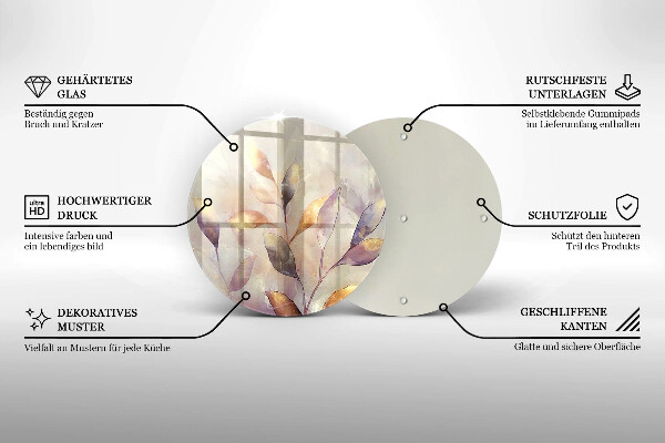 Kitchen worktop protector Painted boho leaves