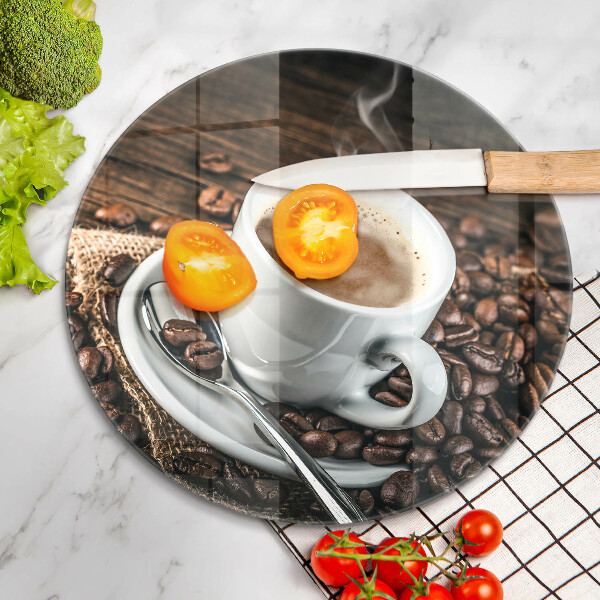 Chopping board Cup and coffee beans