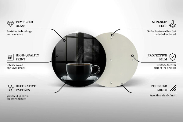 Cutting board Hot cup of coffee