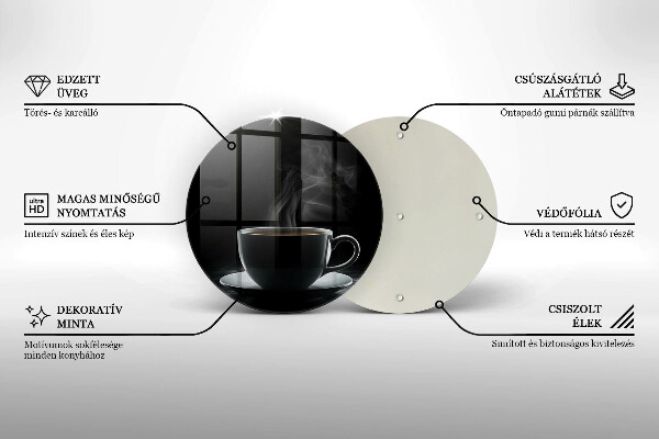 Cutting board Hot cup of coffee