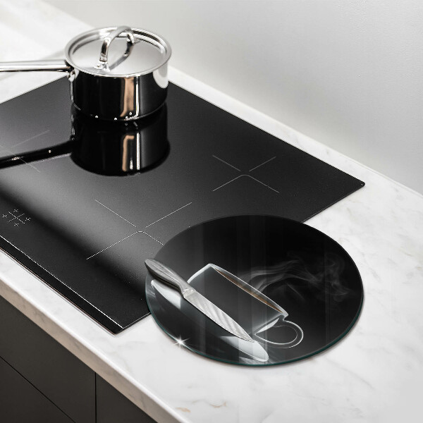 Cutting board Hot cup of coffee