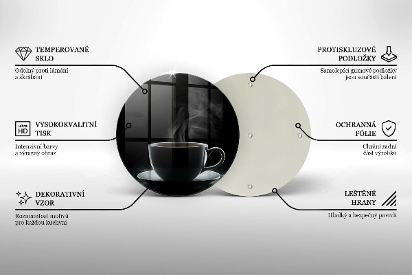 Cutting board Hot cup of coffee