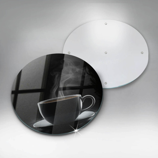 Cutting board Hot cup of coffee