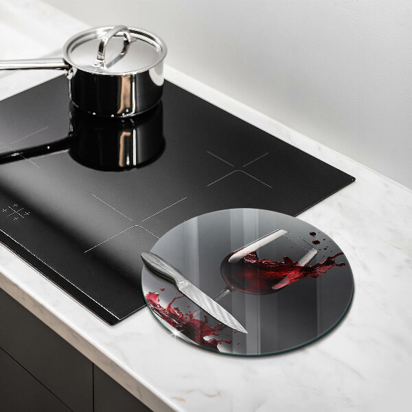Cutting board Red wine in a glass