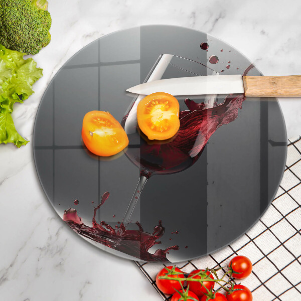 Cutting board Red wine in a glass