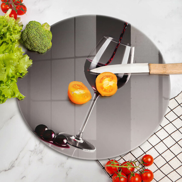 Cutting board Glass and grapes