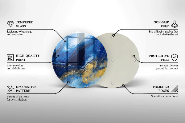 Cutting board Blue marble and gold