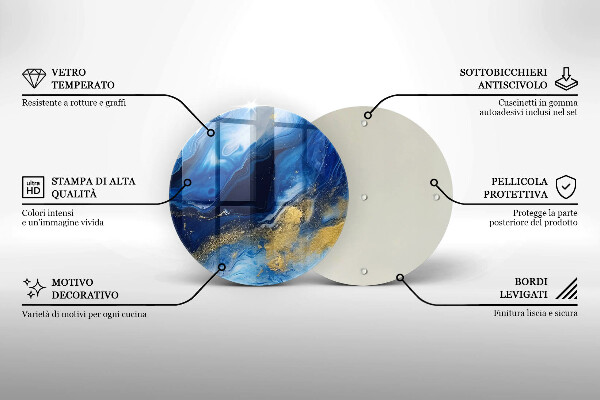 Cutting board Blue marble and gold
