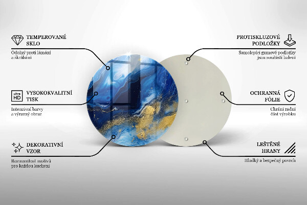 Cutting board Blue marble and gold
