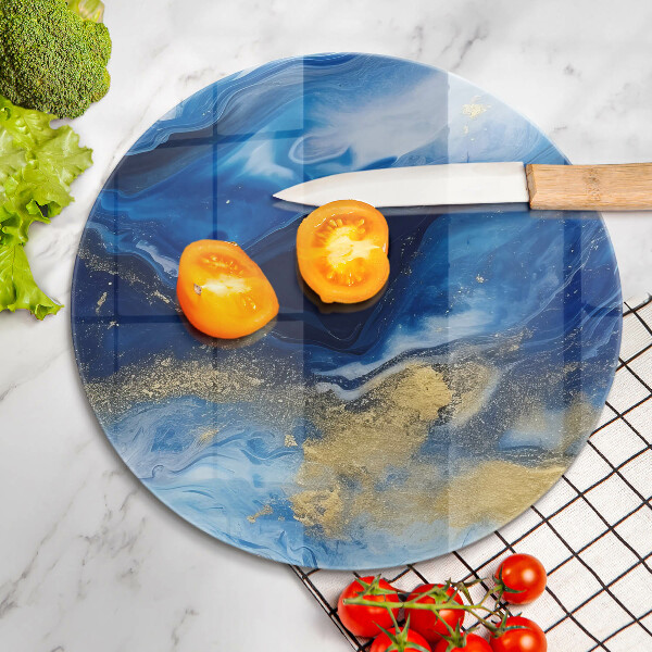 Cutting board Blue marble and gold