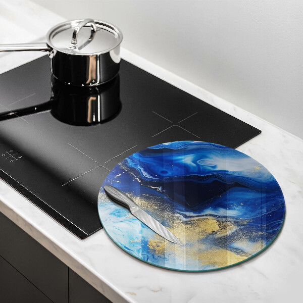 Cutting board Blue marble and gold