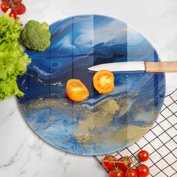 Cutting board Blue marble and gold