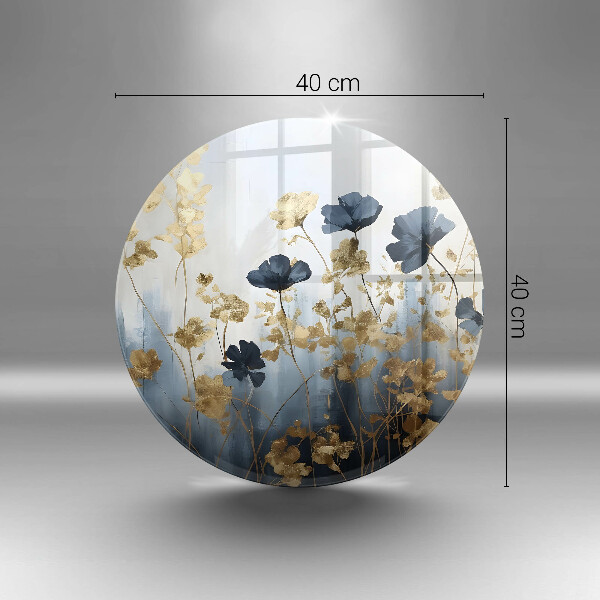 Cutting board Blue and golden flowers