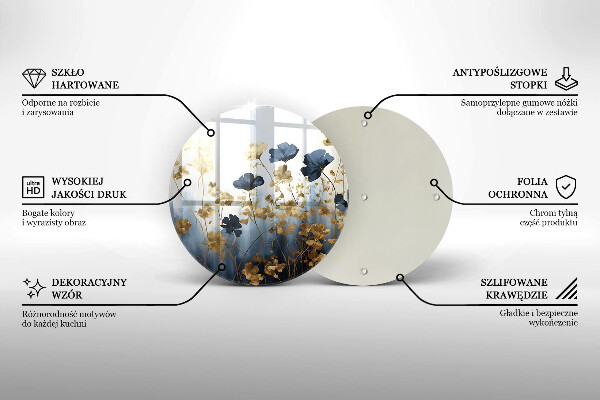 Cutting board Blue and golden flowers