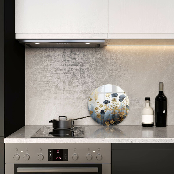 Cutting board Blue and golden flowers