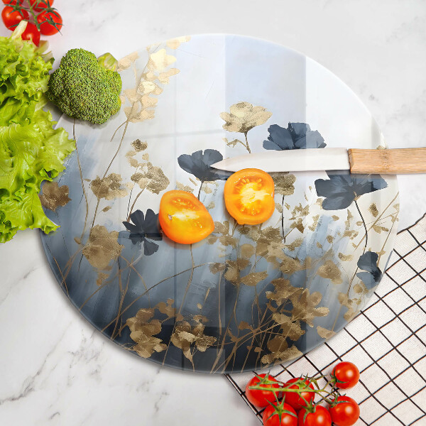 Cutting board Blue and golden flowers