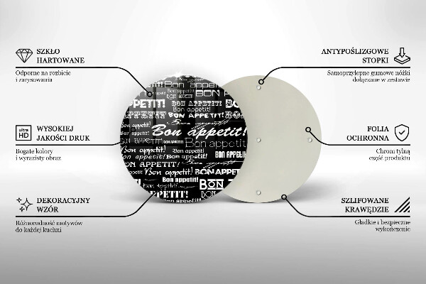 Glass worktop saver Kitchen text Bon Appetit