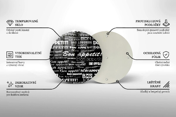 Glass worktop saver Kitchen text Bon Appetit